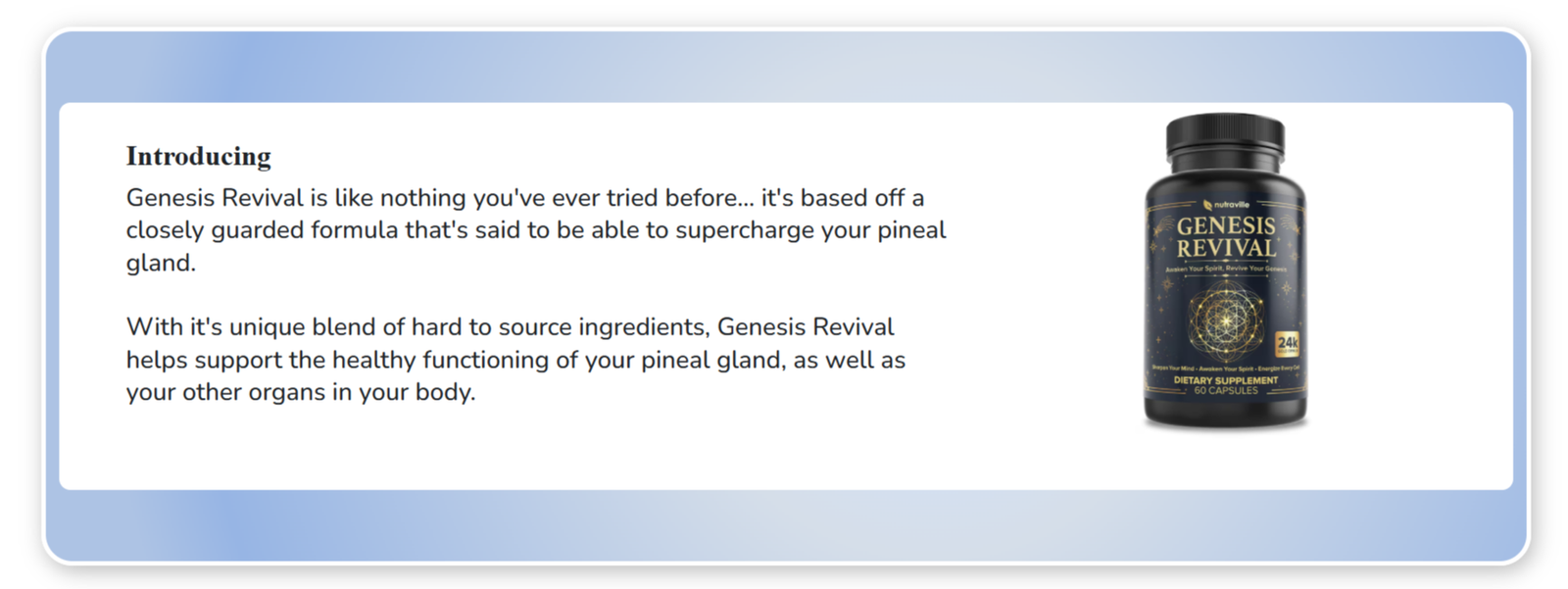 Genesis Revival supplement reviews
